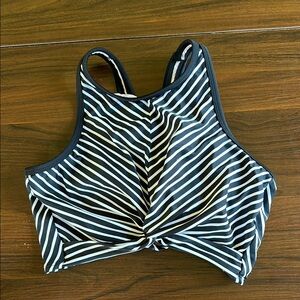 Striped Black and White Swim Top